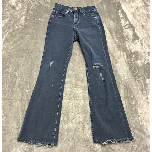 Express Jeans Womens 0/R Blue Cropped Flare High Rise 4-Way Hyper Stretch Pants - Picture 2 of 12